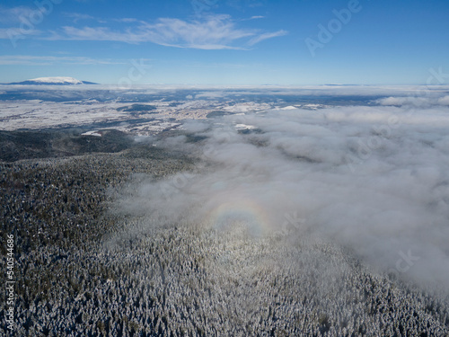 Aerial view of Rila Mountain near ski resort of Borovets, Bulgaria
