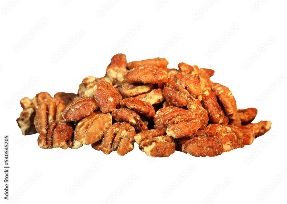 pile pecans  isolated on white background