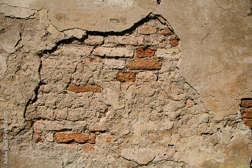 Fototapeta Rough Grunge Background of Destroyed old brick wall