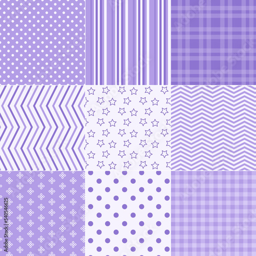 A set of simple seamless vector backgrounds in purple