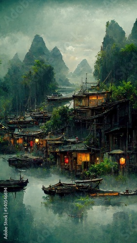 fisherman village, chinese
