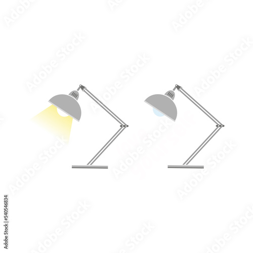Lampada design con luce accesa e spenta 