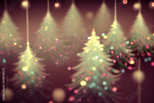 Merry Christmas blurred trees background, xmas backdrop. © Synthetica