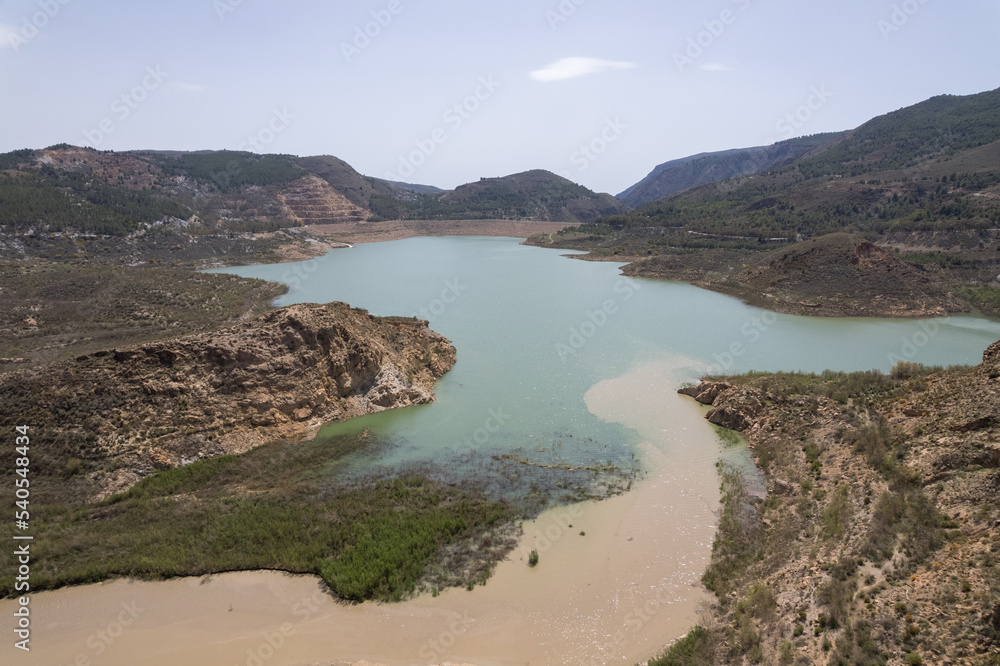 river flowing into a reservoir in the south of Spain river flowing into a reservoir in the south of Spain