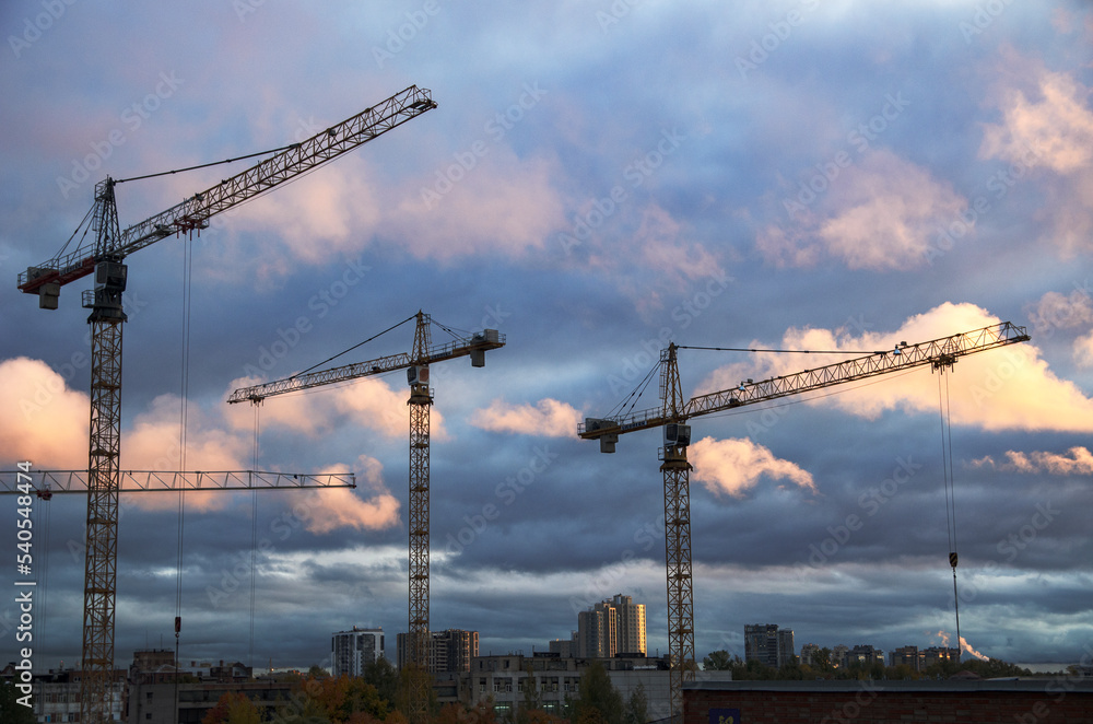 construction site with crane and sky