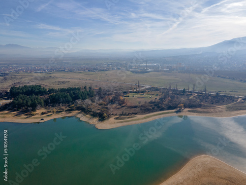 Aerial view of Drenov Dol reservoir, Bulgaria