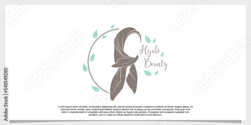 hijab style logo design vector with creative concept template