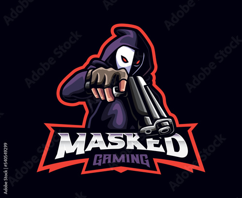 Masked shooter mascot logo