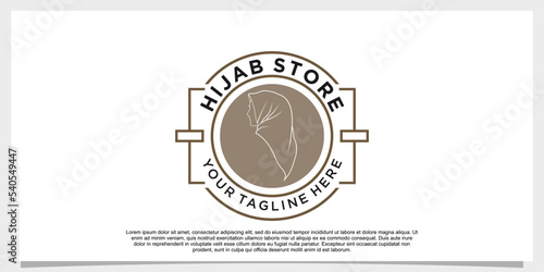 hijab style logo design vector with creative concept template