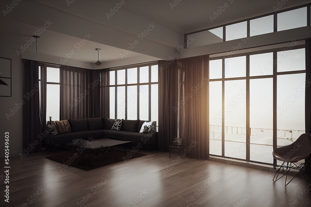 Fototapeta premium Home mockup, modern interior background, 3d render