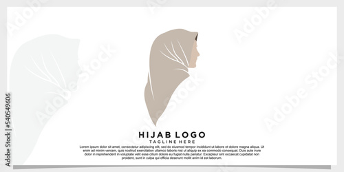 hijab style logo design vector with creative concept template