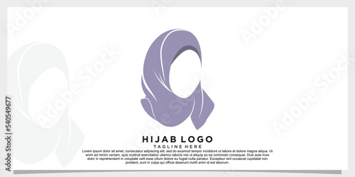 hijab style logo design vector with creative concept template