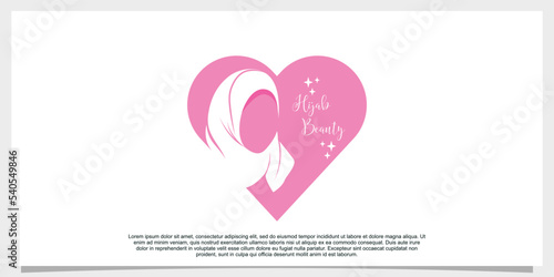 hijab style logo design vector with creative concept template