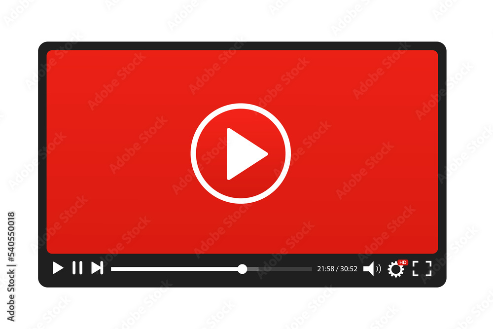 Web page for playing videos of video playlists. Vector illustration Web page for playing videos of video playlists. Vector illustration