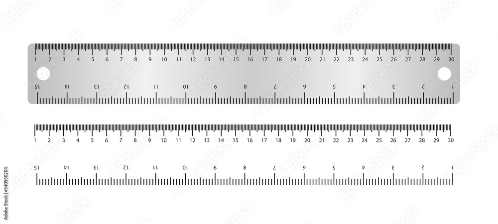 Metal ruler on a white background. Vector illustration Metal ruler on a white background. Vector illustration