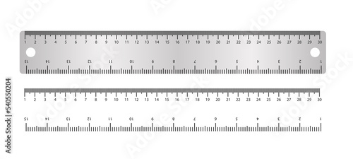 Metal ruler on a white background. Vector illustration