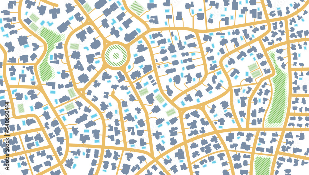 Obraz premium Map navigation to own house.View from above the map buildings. Detailed view of city from above. Graphic tourist map. City top view. Abstract background. Gps Flat style, Vector, illustration isolated.