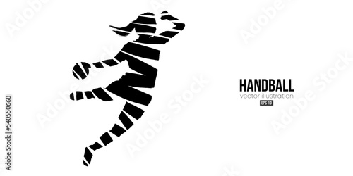 Abstract silhouette of a handball player on white background. Handball player woman are throws the ball. Vector illustration