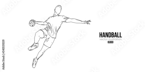 Abstract silhouette of a handball player on white background. Handball player man are throws the ball. Vector illustration