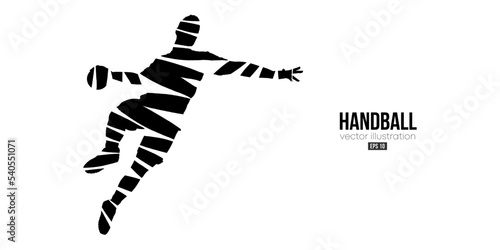 Abstract silhouette of a handball player on white background. Handball player man are throws the ball. Vector illustration