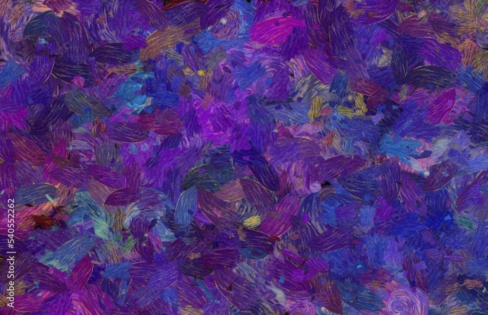 Abstract painting in purple colors