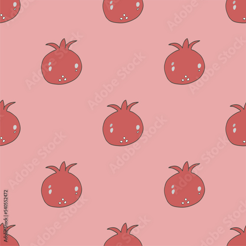 Vector fruit seamless pattern Juicy garnet