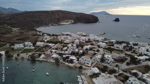 Pollonia Village Aerial View in Milos, Cyclades Island in Aegean Sea, Greece