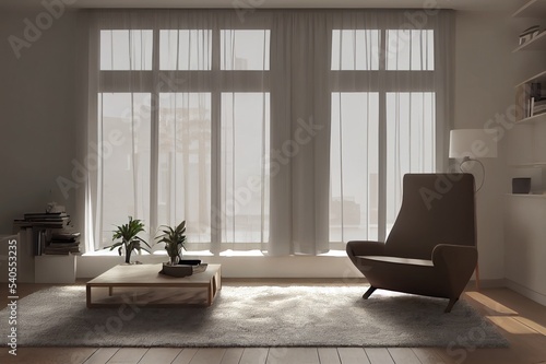 Armchair in modern loft interior  3d render