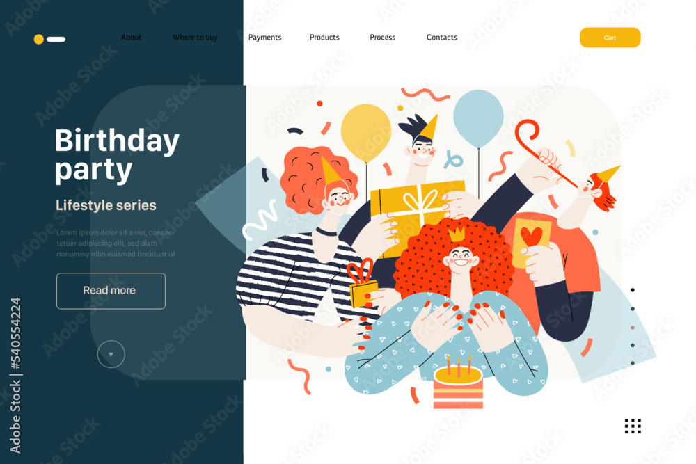 Lifestyle web template - Birthday party - modern flat vector ...