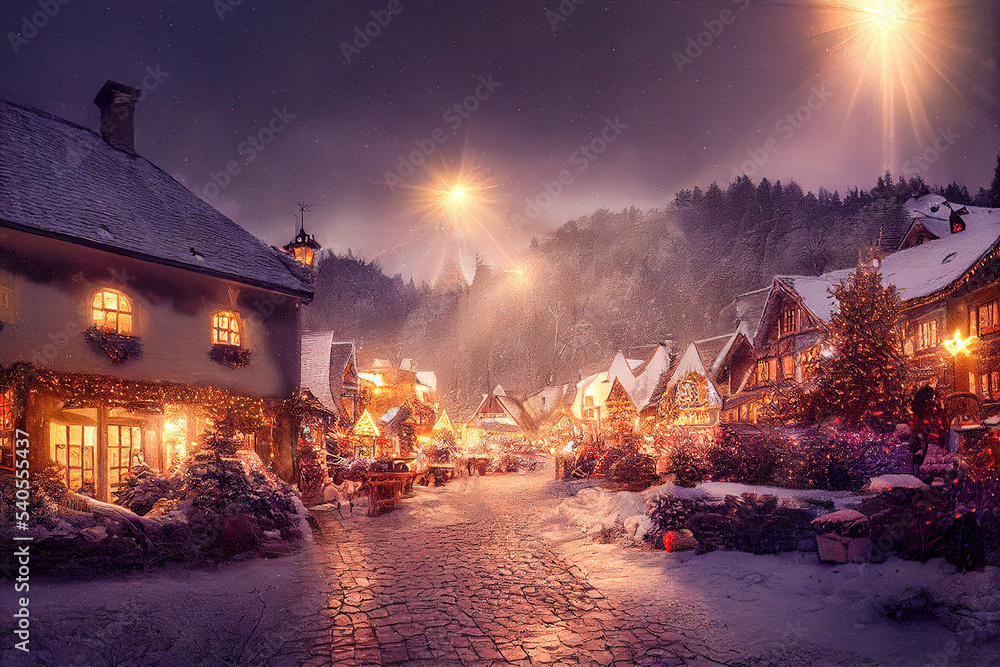 Weihnachtliche Winterlandschaft Christmas Jahreszeit	Weihnachsmarkt Advent Stimmung Digital 
