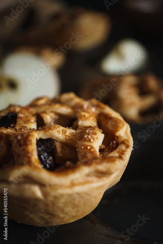 Mini Apple Pie Tarts in dark style food image