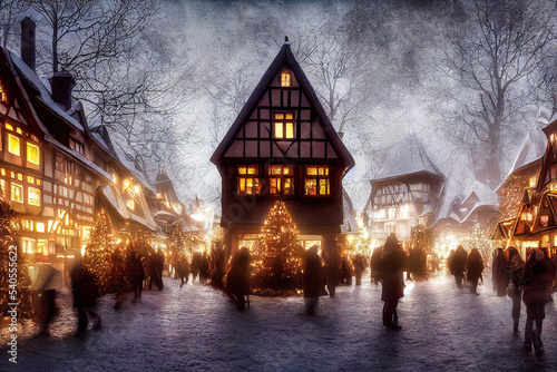 Weihnachtliche Winterlandschaft Christmas Jahreszeit Weihnachsmarkt Advent Stimmung Digital  