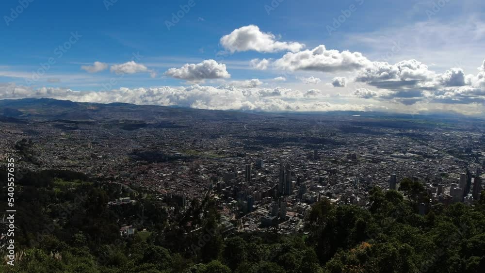 Incredible wide-angle view from the Cerro de Monserrate over the impressive Bogota skyline Incredible wide-angle view from the Cerro de Monserrate over the impressive Bogota skyline
