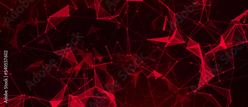 Digital Dark Red Background with Warning Ribbon. Data Breach Concept photo