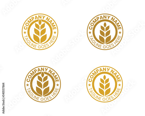 Wheat Grain Stamp Badge Logo Concept symbol sign icon Element Design. Agriculture, Bakery Logotype. Vector illustration template