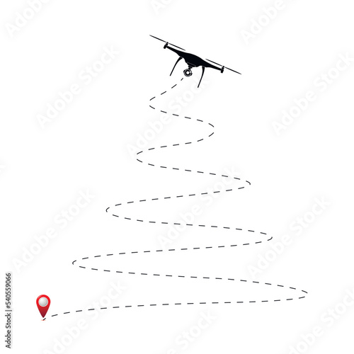 The flight path of an unmanned controlled vehicle in the shape of a Christmas tree.