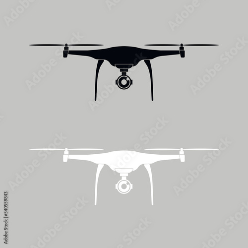 Set of vector images of unmanned aerial vehicles. Drone logo.