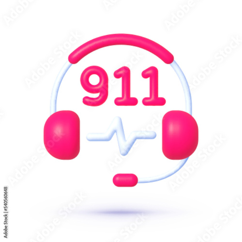 911 icon in 3D style Vector Illustration. 911 icon for medical design. Call symbol. Vector illustration