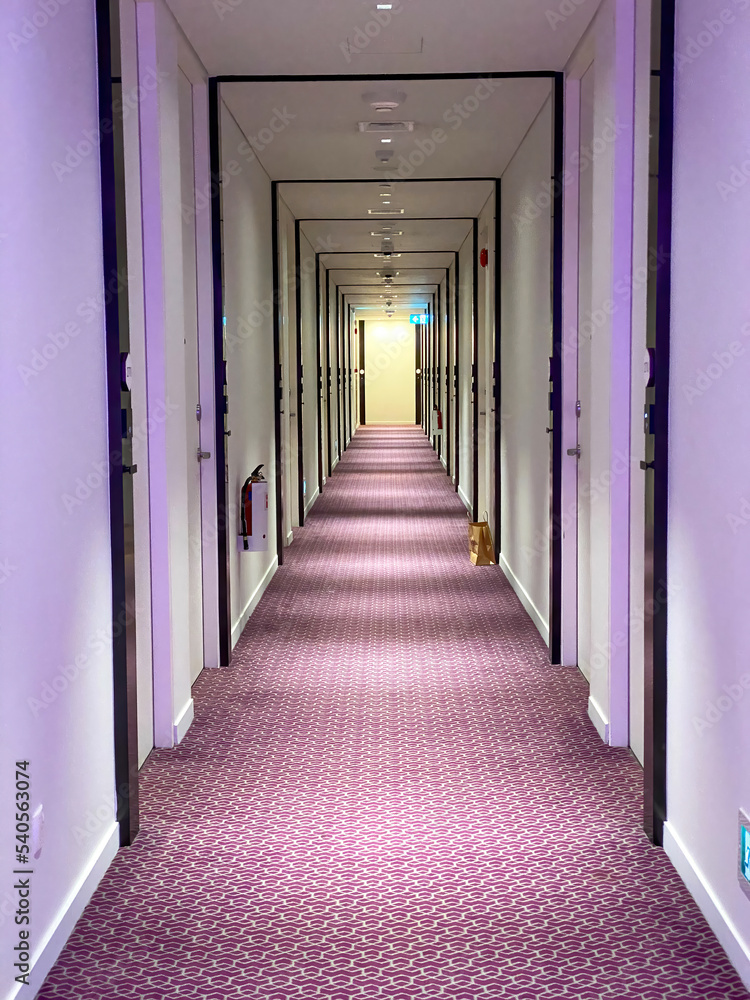 Modern interior of a hotel hallway