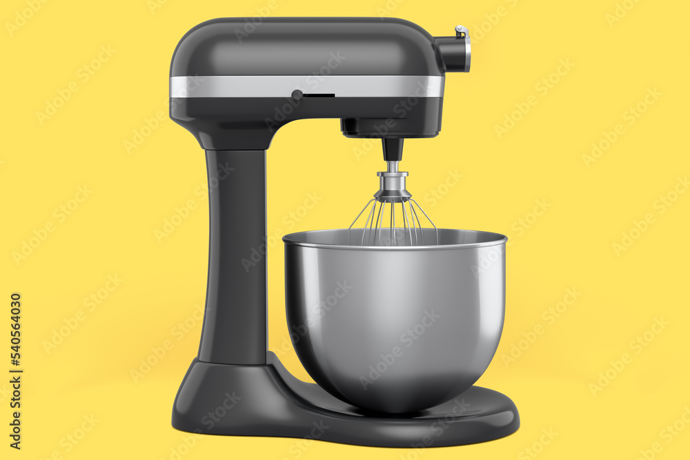 Modern kitchen mixer for cooking, blending and mixing on yellow background. Modern kitchen mixer for cooking, blending and mixing on yellow background.