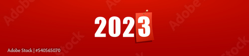 Red horizontal banner. Vector illustration with number 2023. New year symbol