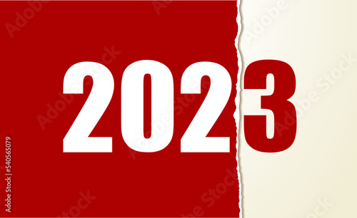 Red horizontal banner. Vector illustration with number 2023. New year symbol