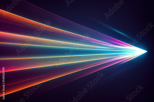 Abstract neon background, rays of neon light in the dark, fluorescent ultraviolet light, colorful laser neon lines, geometric endless figures, neon shapes, digital illustration
