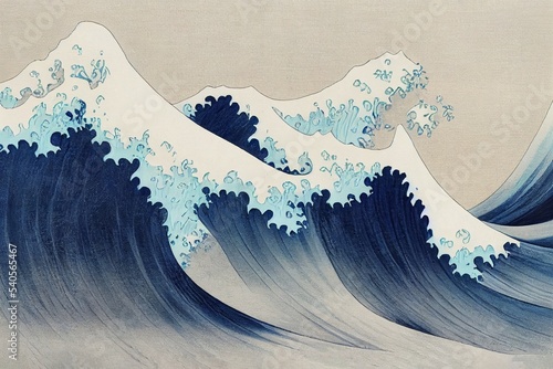 epic blue Great Wave off Kanagawa edo japan Fototapet