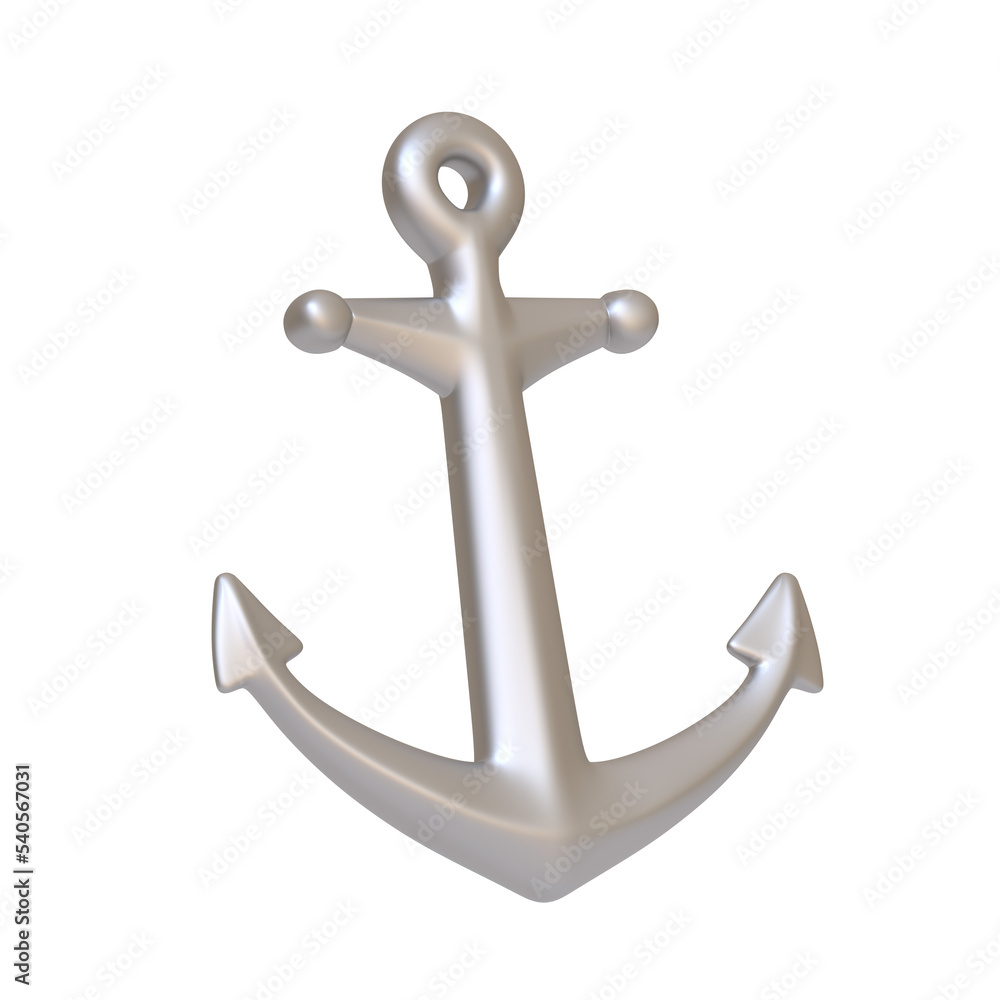 Anchor isolated on white background. 3D icon, sign and symbol. Cartoon minimal style. 3D Rendering Illustration Anchor isolated on white background. 3D icon, sign and symbol. Cartoon minimal style. 3D Rendering Illustration