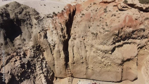 Tsigrado Beach Aerial View in Milos, Cyclades Island in Aegean Sea, Greece