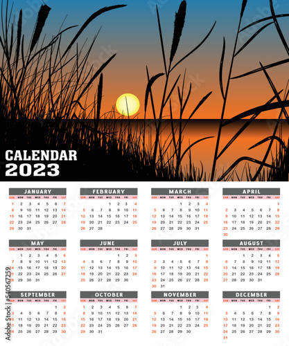 2023 new year hand drawn calendar template in modern style
