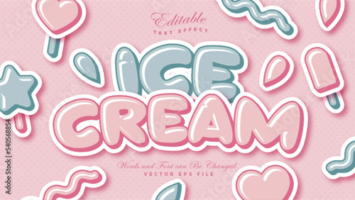 Cute Ice Cream 3D Bold Text Effect