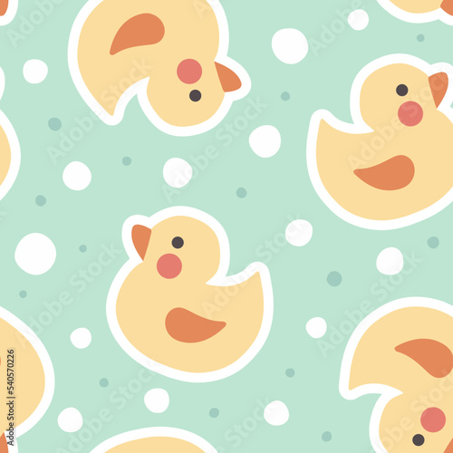 Cute pastel green kids bathroom towel design with bubbles and dots, children fabric and textile seamless pattern print. Baby boy and girl kawaii animals background.
