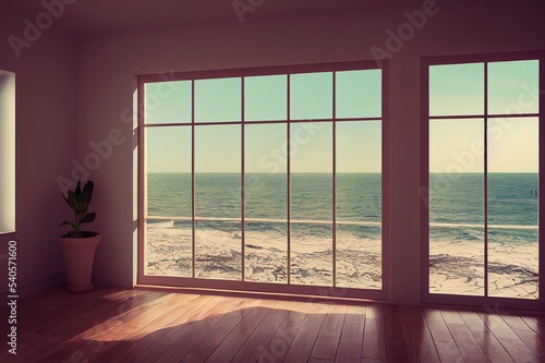 Mockup frame in coastal boho style interior  3d render